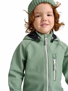 Reima Kids' Green Vantti Soft Shell Fleece-Lined Waterproof Jacket—6Y